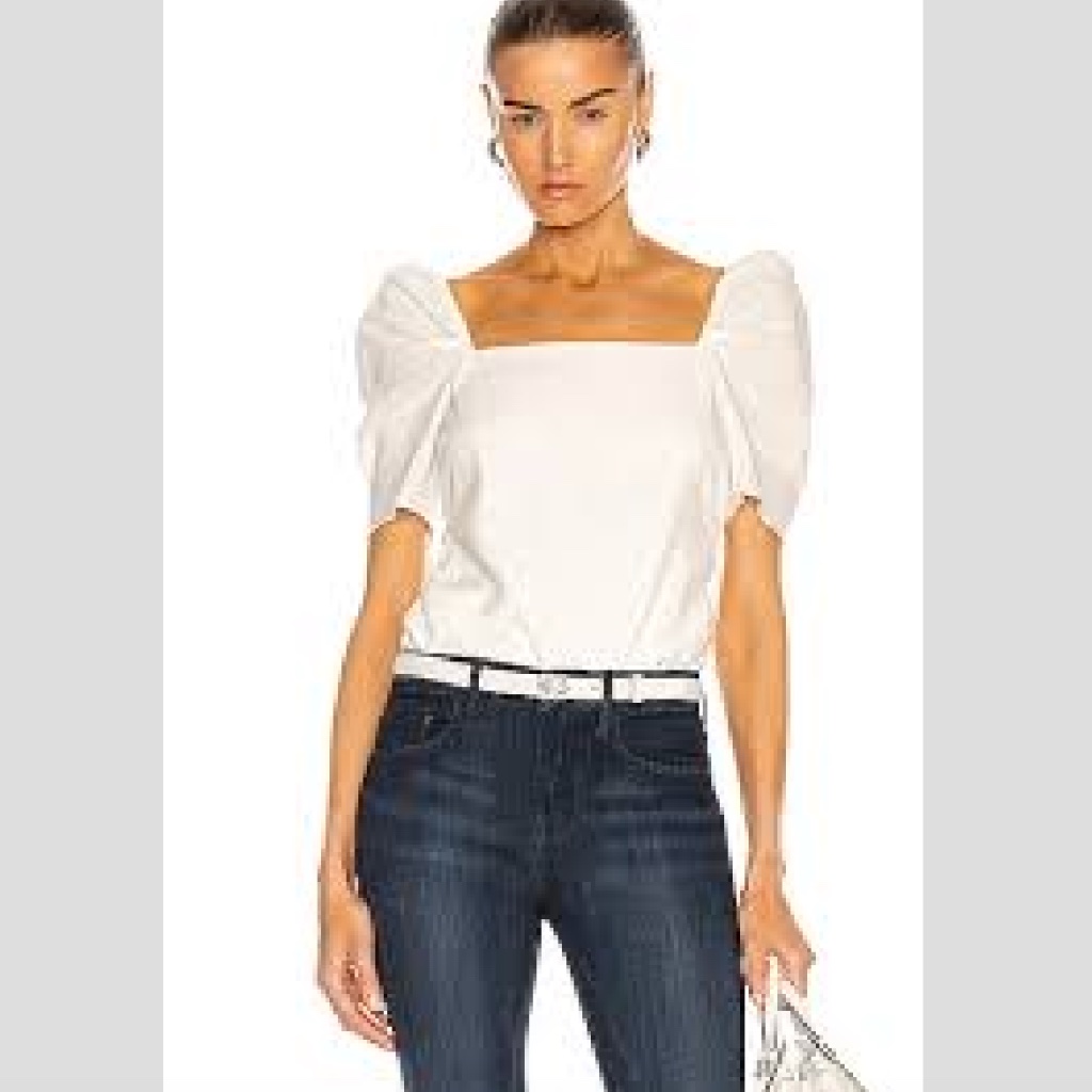 Frame Denim White Puff Sleeve Blouse
